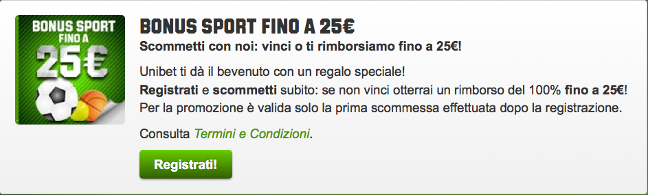 Bonus Unibet 25 euro