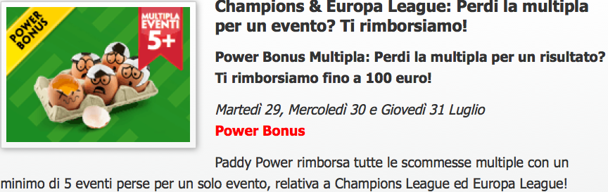 Power Bonus Preliminari Champions