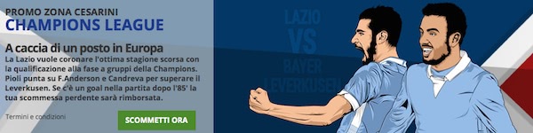 Lazio-Bayer Leverkusen cashback Eurobet
