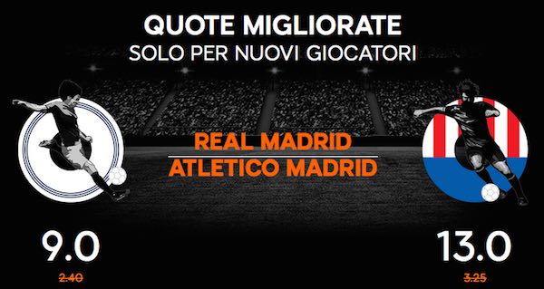 Quote maggiorate 888sport per Real Madrid vs. Atletico Madrid di Champions League