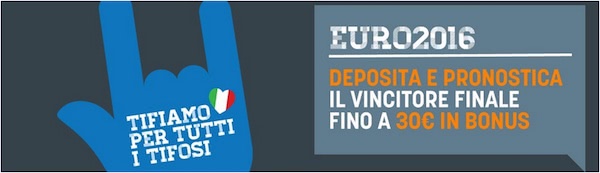 Snai promo sul versamento per gli Europei 2016