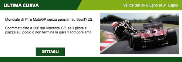 SportYes Ultima Curva: la promo per Formula 1 e MotoGP