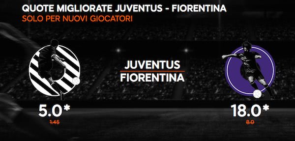 Quote maggiorate 888sport per Juventus vs. Fiorentina Serie A 2016-2017