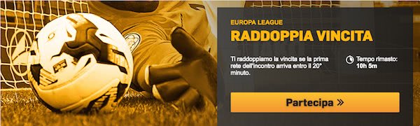 Banner della promo Raddoppia Vincita Europa League di Betfair