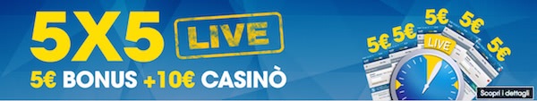 Banner della promo 5X5 Live William Hill