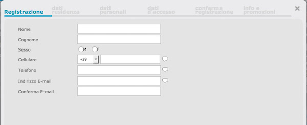Schermata della pagina di registrazione a Betflag