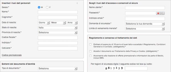 Registrazione a Betclic