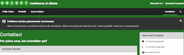 Unibet contatti e supporto clienti