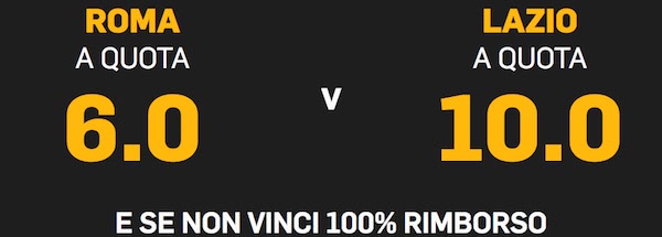 Quote maggiorate Betfair per Roma vs. Lazio 2017