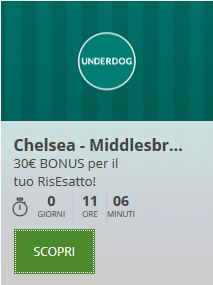 chelsea Middlesbrough rimborso eurobet