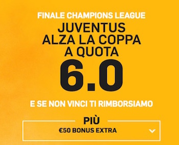 bonus Betfair Juve Real 2017