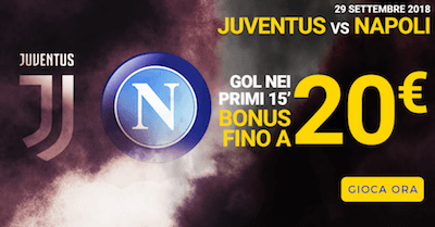 Scommetti Juventus Napoli con 20 Euro su Pinterbet