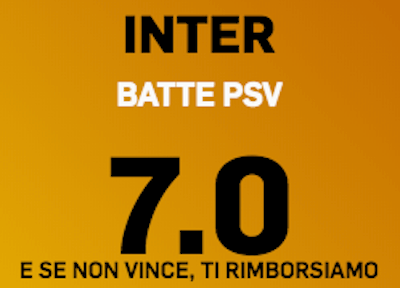 Scommetti PSV Eindhoven Inter a quota 7.0 su Betfair