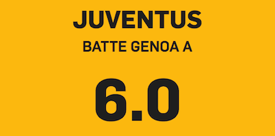 Scommetti Juventus Genoa a quota 6.0 Betfair