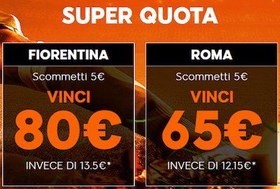 Scommetti Fiorentina Roma e vinci fino a 80 Euro su 888sport.