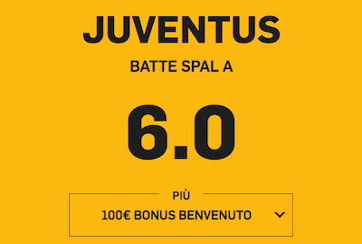 Punta Juventus batte SPAL a quota 6.0 maggiorata Juventus su Betfair per il Black Friday