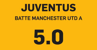 Quote Juventus Manchester United maggiorate a 5.0 su Betfair vinci 50 Euro