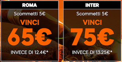 Punta Roma Inter 888sport e vinci 75 Euro con Inter vincente