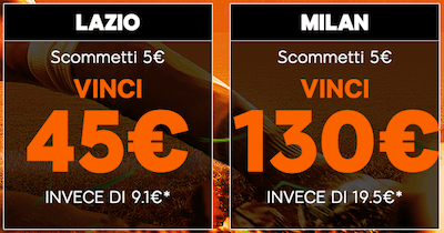 Scommetti Lazio Milan 888sport vinci fino a 135 Euro