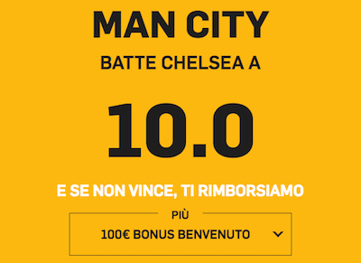 Punta Man City su Betfair a quota 10.0 con rimborso 100%