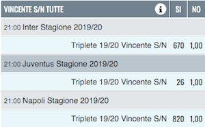 quote vincente triplete snai